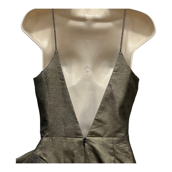 La Maison Talulah Golda Ruffle Mini Dress Black Gold Sparkle Glitter Small New - Picture 7 of 16